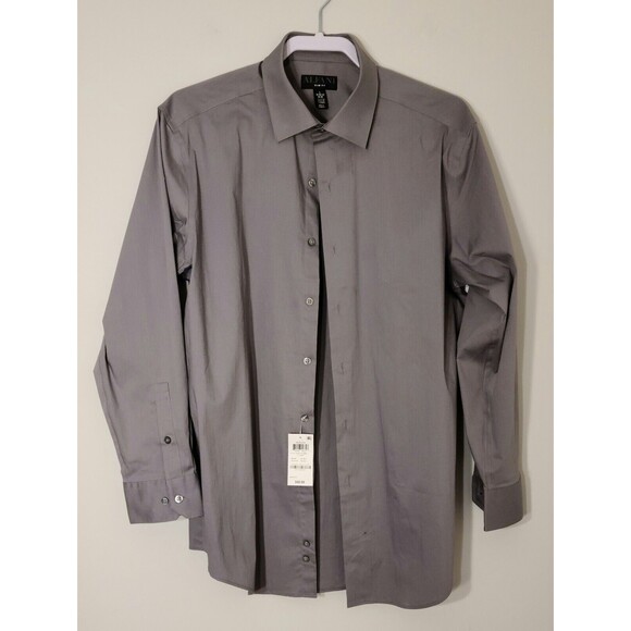 Alfani Other - NWT Alfani Mens Slim Fit Button-Down Dress Shirt Gray Replen Sz L /16-16.5/32-33